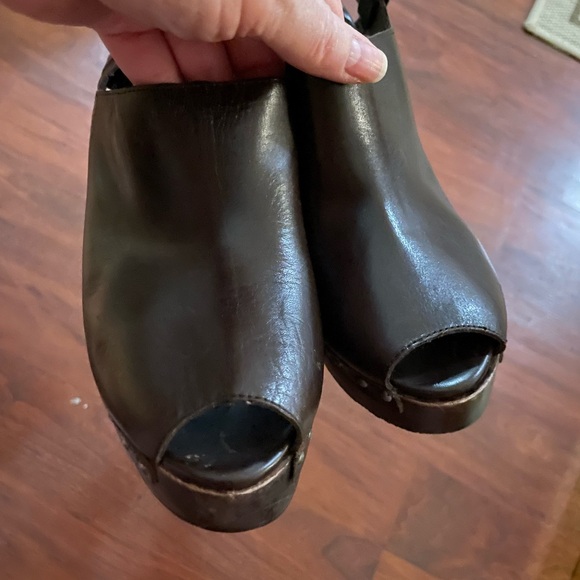 Daniblack Open Peep Toe Clog size 9.5 Brown ESPRESSO WAXY NAPPA shoe sling back - Picture 9 of 16